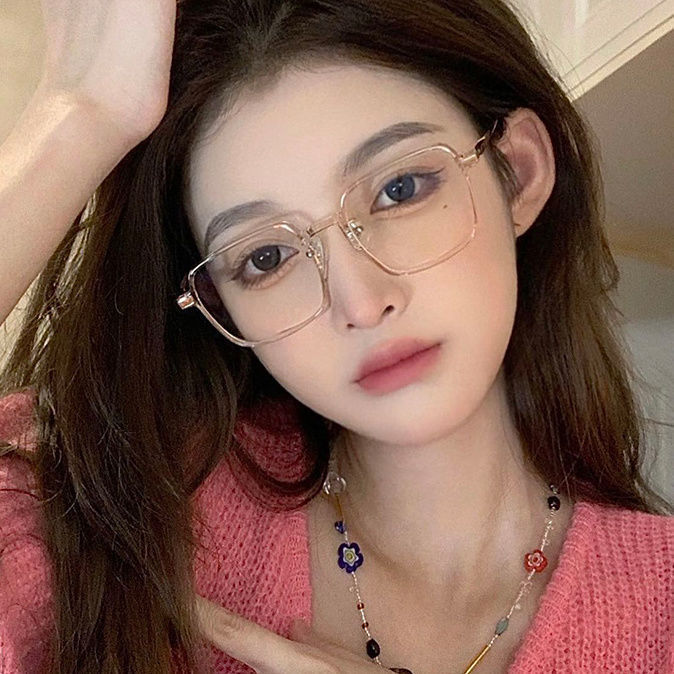 Ultra-light eyes glasses women's pure campus style student large frame flat glasses anti-blue light glasses frame wholesale