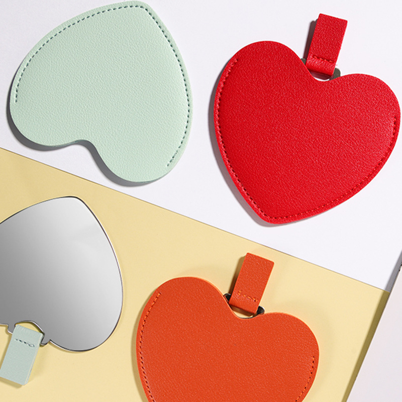 logo love portable female stainless steel makeup mirror carry-on mirror gift small mirror personality design mirror