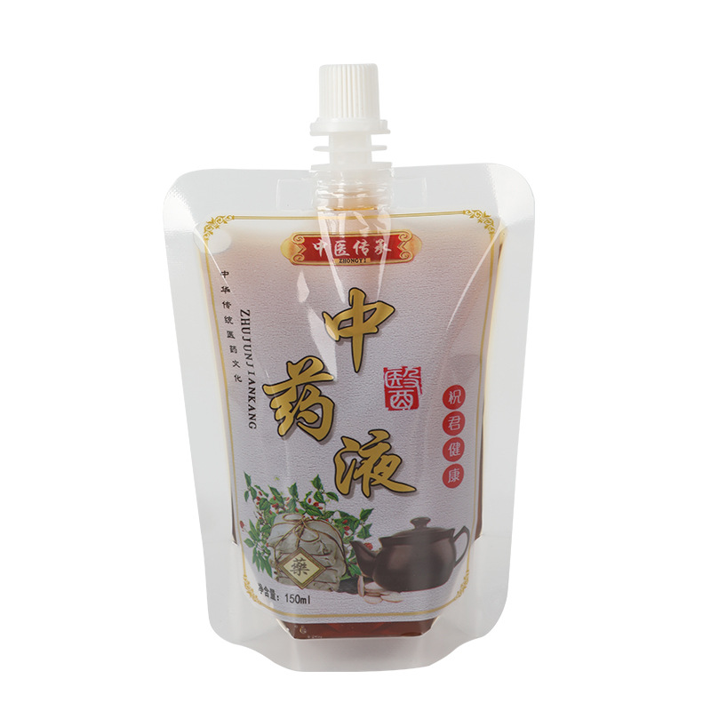 Chinese medicine bag liquid soup medicine bag manufacturers wholesale disposable herbal tea liquid large mouth transparent self-supporting suction nozzle bag