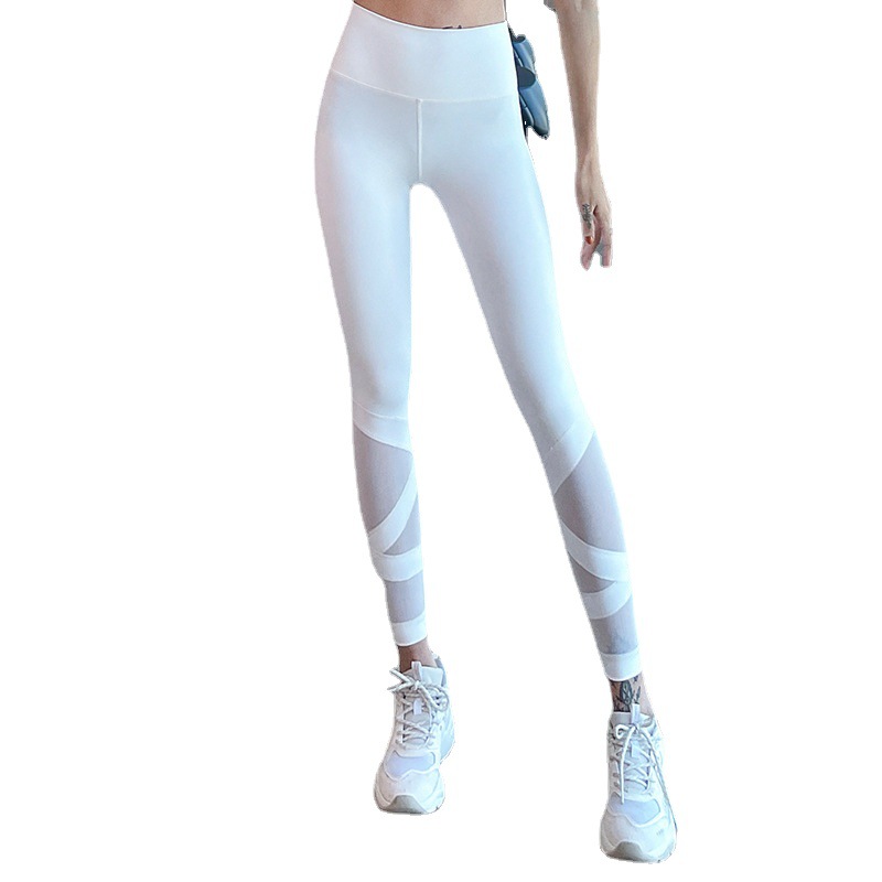 High-end Sexy Mesh Yoga Pants High Waist Tight Hip Tight Slimming Sweat Absorbing Outer Wear Sports Fitness Pants for Women