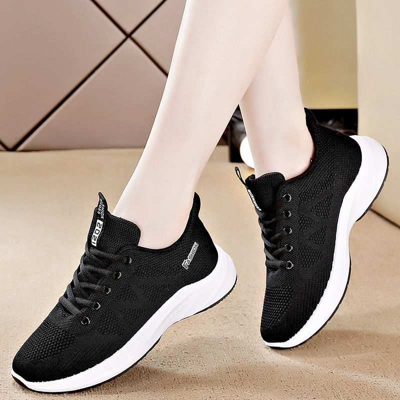 Women's Shoes New 2023 Explosions Spring Casual Sneakers Fly-woven Mesh Shoes Breathable Running Shoes Flat Mother Shoes