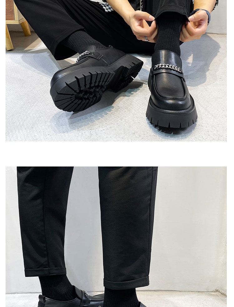 Lefu Shoes Men's 2021 New Thick-soled Leather Shoes British-style Increased Round Toe Slip-on Lazy Shoes 2137-T_voghion.com