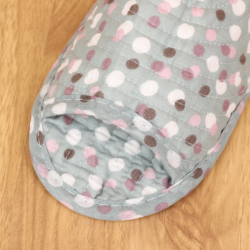 New indoor Korean mute home printed quilted slippers non-slip exposed toes