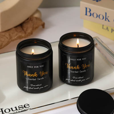 Aromatherapy candle black glass soy wax 200g smoke-free handmade cross-border foreign trade creative scented candle