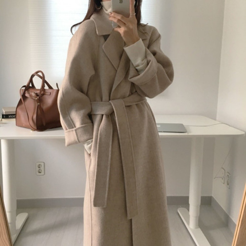 Cappotto di lana in stile coreano da donna, autunno e inverno, nuovo stile, piccolo, medio e lungo, cappotto di lana francese_voghion.com
