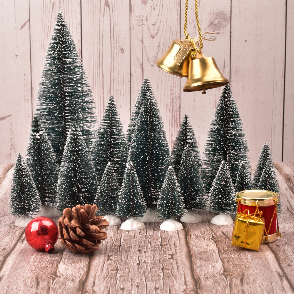 Mini Christmas Tree Rubber Silk Pine Needle Cedar Pine 5-20cm Green Christmas Tree Desktop Ornaments