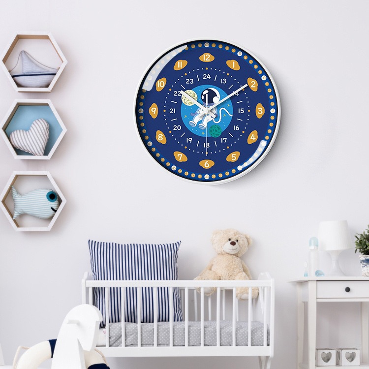 Early education wall clock clock cartoon mute clock children's time management quartz clock home wall clock