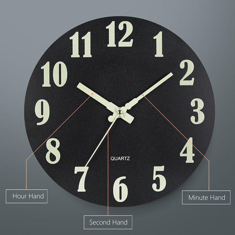 Hengdas decorative luminous wall clock simple wooden clock clock clock Amazon best selling creative quartz clock