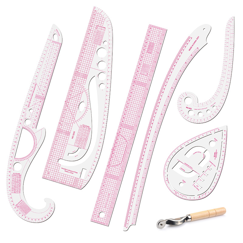 Clothing printing and layout ruler sewing ruler 7-piece clothing cutting and printing drawing ruler manufacturers cross-border exclusive supply