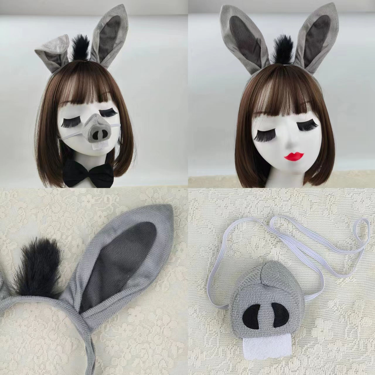 Cross-border Hot Sale Halloween Animal Hair Band Masquerade Performance Headwear Cute Ile Donkey Ears Donkey Headband