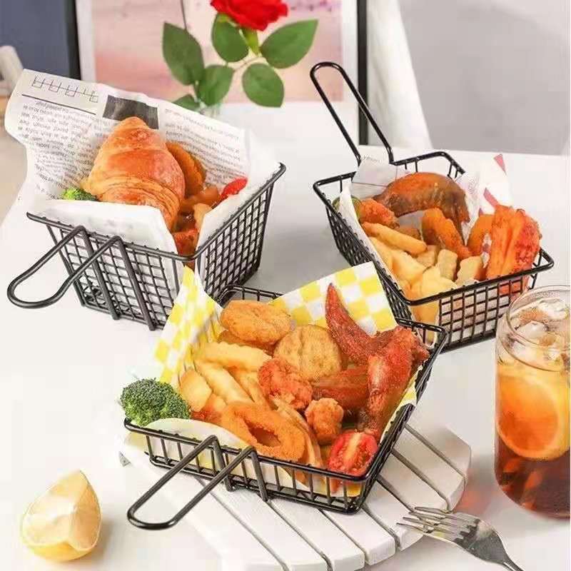 Creative Snack Basket Fries Fried Chicken Snack Basket Iron Storage Basket Internet Celebrity Restaurant Snack Basket Storage Basket