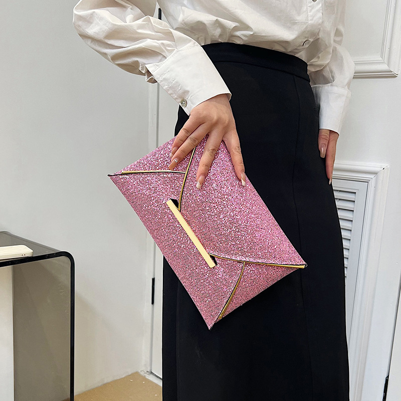 2024 spring new European and American fashion new envelope dinner bag glossy casual simple clutch fashion women's bag