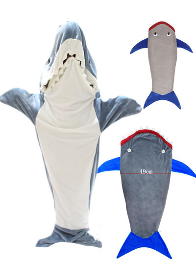 New Shark Sleeping Bag/Mermaid Sleeping Bag/Blanket Mermaid Tail Double Flannel Children Sleeping Bag