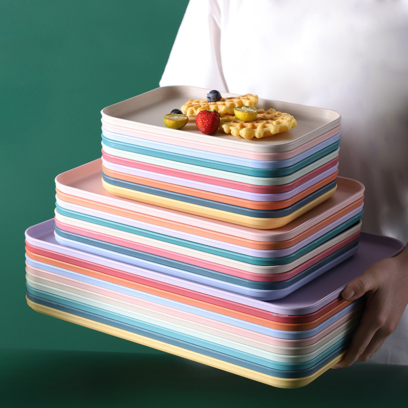 Nordic Rectangular Plate Cup Plastic Tray ins Style Home Dining Canteen Hotel Restaurant Plate Wholesale