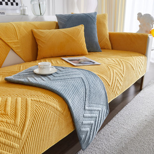 New Winter Plush Sofa Cushion Thickened Non-slip High-grade Leather Sofa Cover Autumn and Winter Light Luxury Simple Cushion