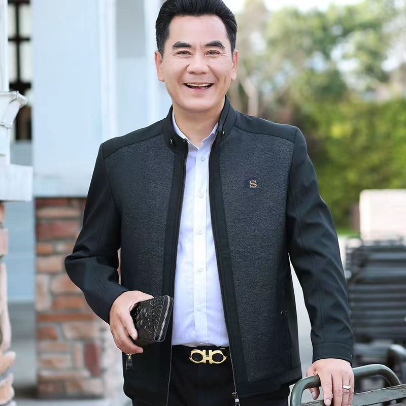 Dad Clothes Spring and Autumn Thin Jacket Men's Middle-aged and Elderly Men's Loose Jacket Men's Grandpa Top Winter Clothes Men's