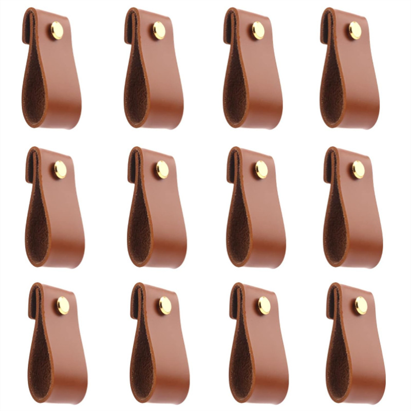 In stock Nordic style door cabinet leather handle Drawer Wardrobe Door leather handle PU leather screw handle