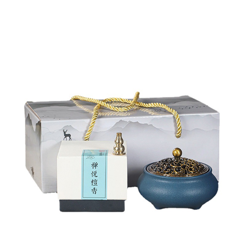 Ceramic incense burner glaze injection stoneware incense road Household Purification Air small sandalwood incense burner manufacturers cross-border generation color box