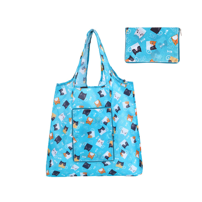 Shopping bag spot flower cloth zipper bag foldable shopping portable environmental protection supermarket outdoor Oxford cloth bag wholesale