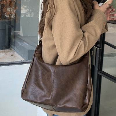 Maillard retro messenger bag for women 2023 new trendy Korean style tote bag versatile large capacity shoulder bag