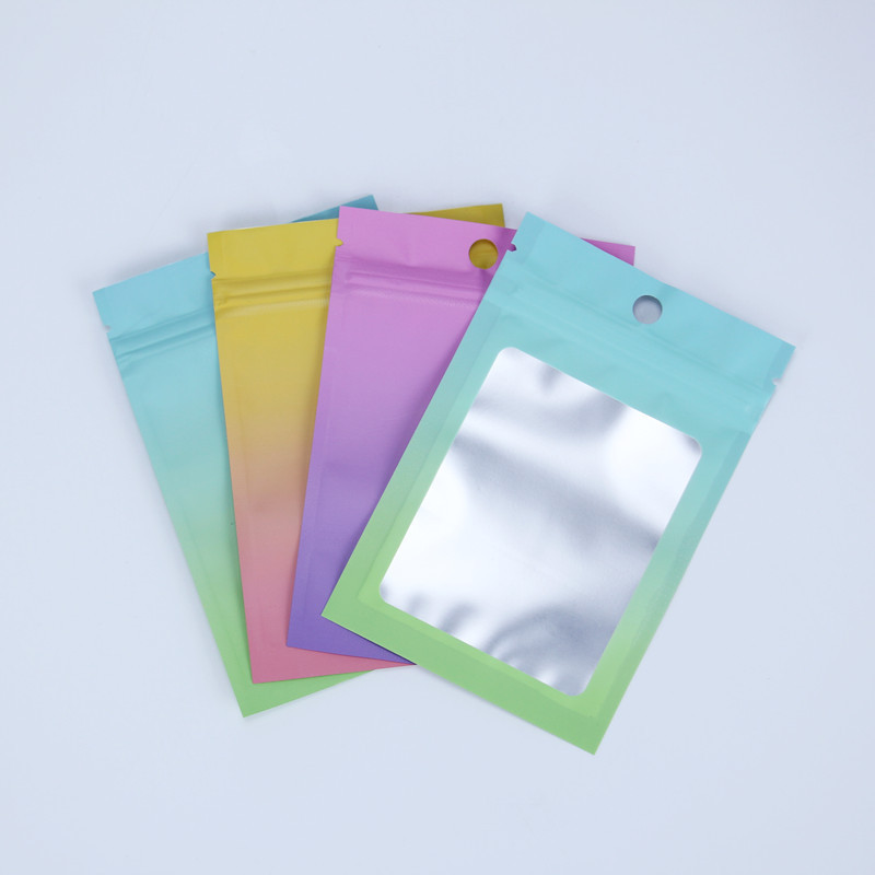 Color gradient dumb aluminum window bone bag jewelry gift self-sealing bag mobile phone case digital electronic products packaging bag