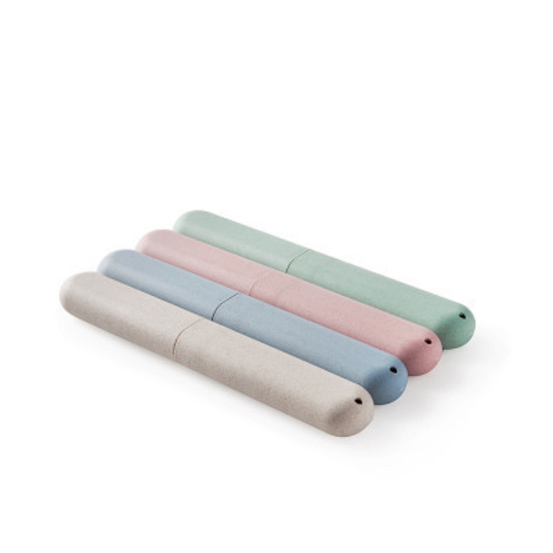Toothbrush Box Wheat Straw Nordic Style Travel Portable Toothbrush Cover Travel Chopsticks Holder Straw Storage Box 24cm