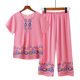 Cotton and Linen Mother's Pajamas Women's Summer Short-sleeved Suit Summer Thin Casual Home Clothes for Middle-aged and Elderly