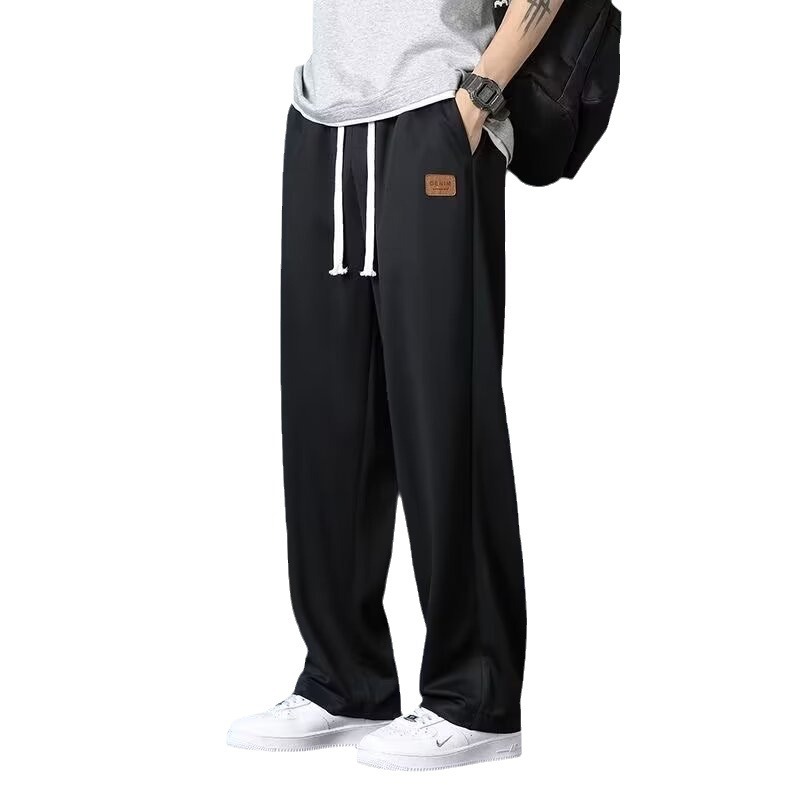 Ice Silk Pendant Summer Thin Wide-leg Pants Men's Loose Straight Pendant Pants Casual Trousers Quick-drying Pants