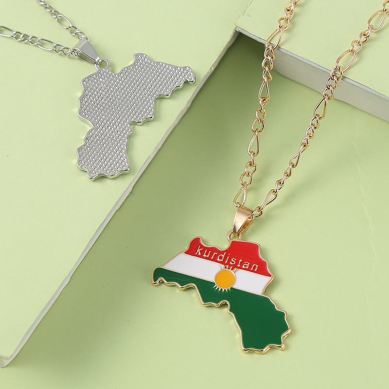 AliExpress Amazon New Kurdistan Zinc Alloy Drop Oil Map Necklace Fashion Men Pendant Wholesale