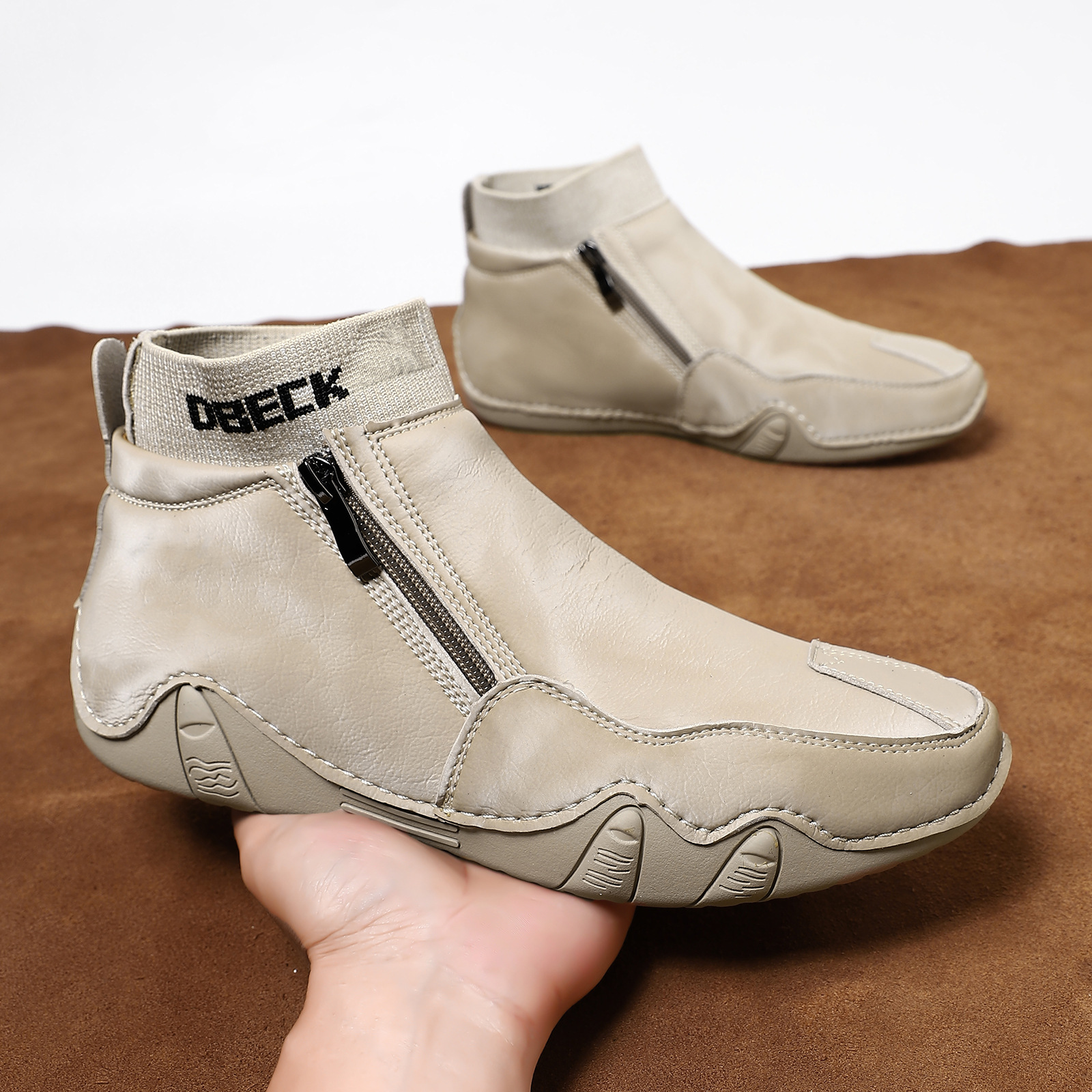 Cross-border hot fleece-lined Martin boots men's plus size men's shoes high-top wear-resistant men's boots outdoor casual shoes warm cotton shoes