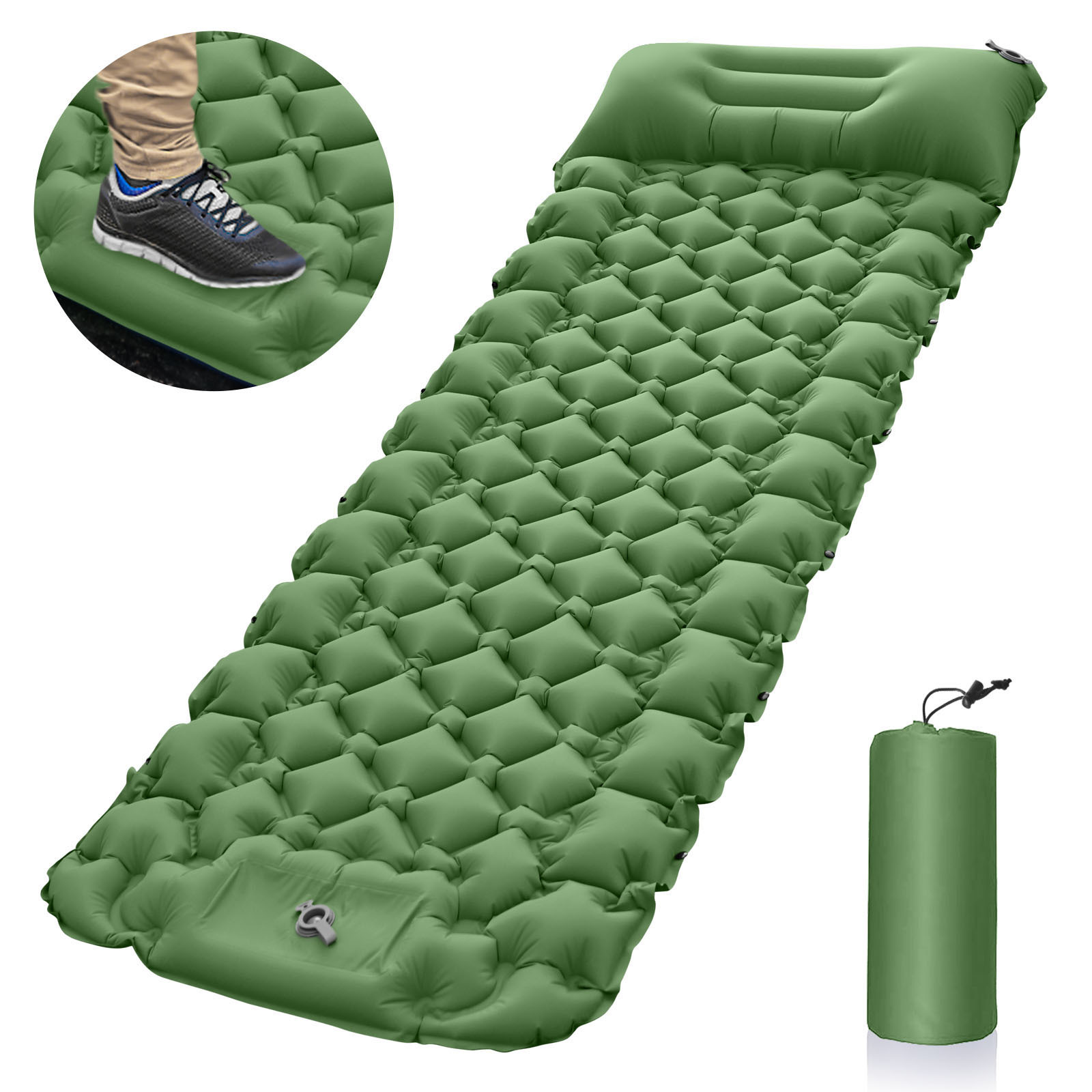 Outdoor Inflatable Mat Lightweight Carrying Outdoor Camping Foot Moisture-proof Inflatable Sleeping Mat Lunch Break Car Inflatable Mat