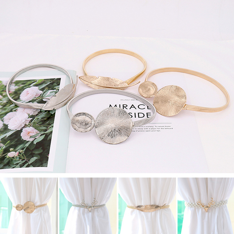 European-style modern simple antler metal curtain strap Pearl Spring soft strap elastic creative hook curtain buckle