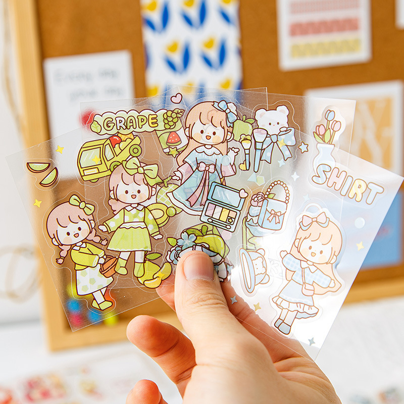 Bulk hand account sticker cartoon PET waterproof sticker decorative material hand account sticker mobile phone Cup diy small sticker