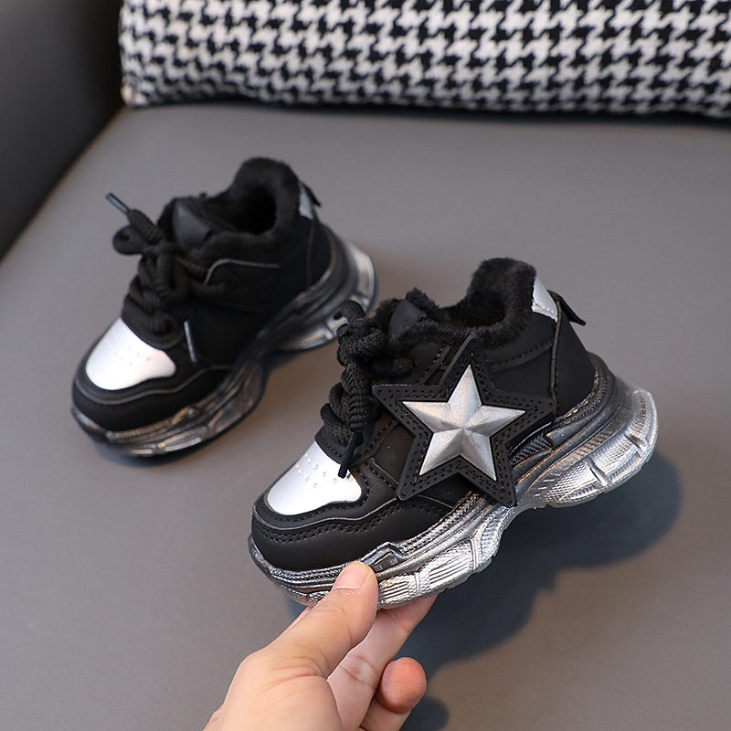 Kinderen katoenen kindermode schoenen 1-6 jaar oud 3 jongens sneaker fleece gevoerd warme meisjes hardloopschoenen peuter kinderschoenen_voghion.com