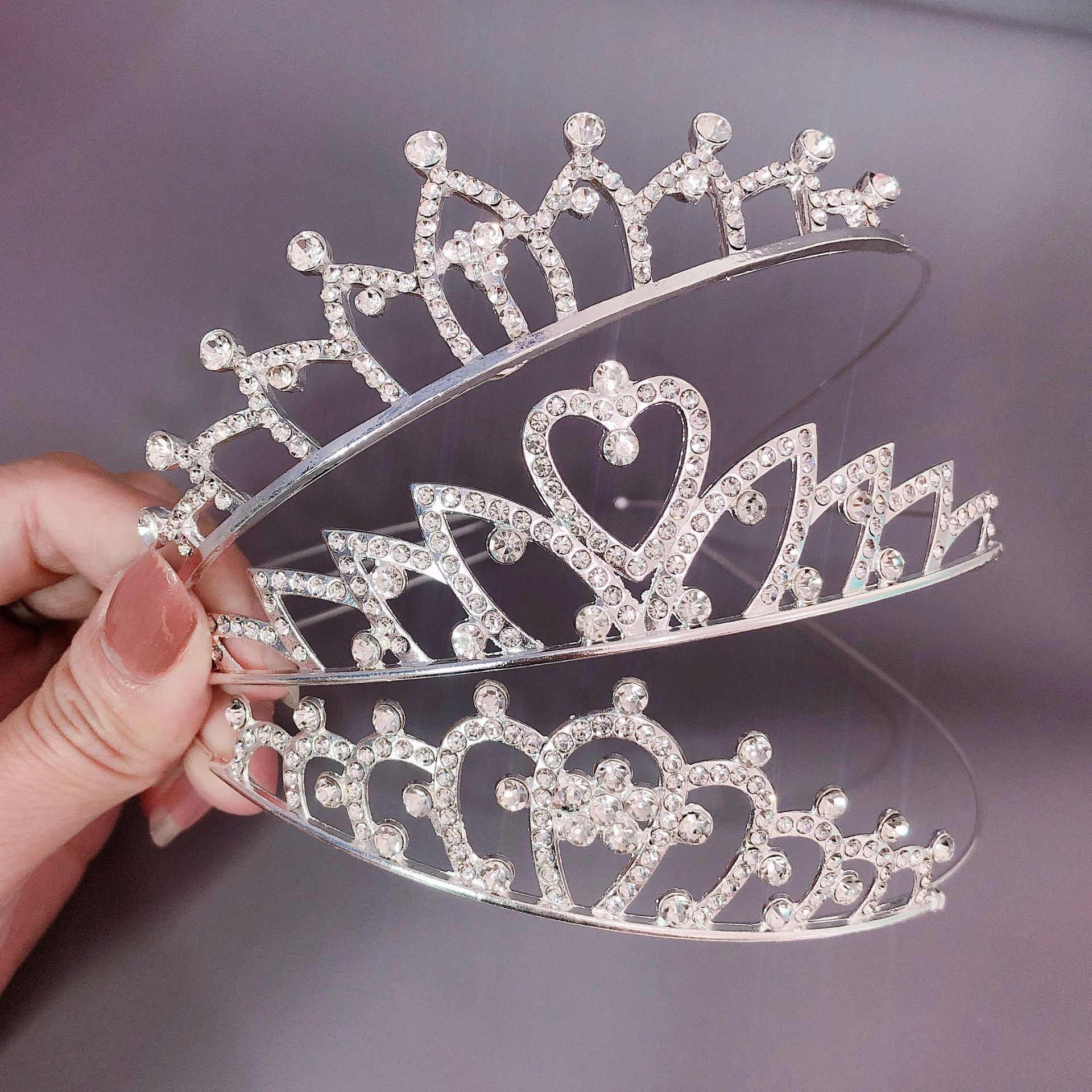 New Children's Rhinestone Crown Hair Band Hair Comb Cute Princess Girl Hair Accessories Baby Crown Hair Accessories Bridal Headwear