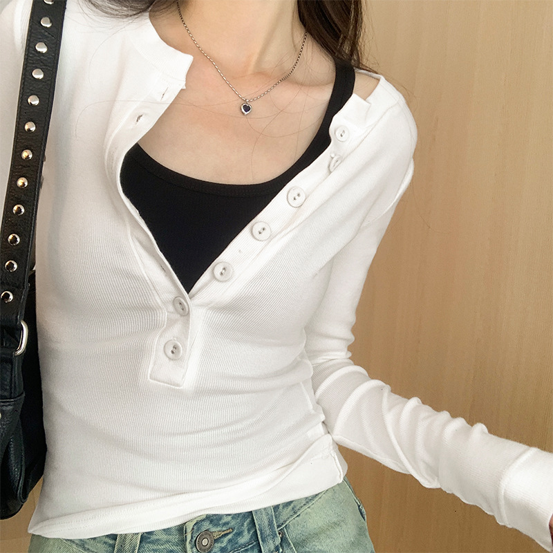 Pure White Long-sleeved T-shirt Women's Autumn and Winter Slim-fit High-end Sense Design Sense Inner Base Shirt Hot Girl Top