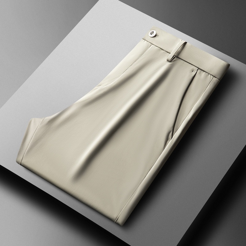 Four-proof Ice Silk Pants Men's Summer Ultra-thin and Smooth High-elastic Hangting All-match Non-iron Business Straight Long Pants Men's