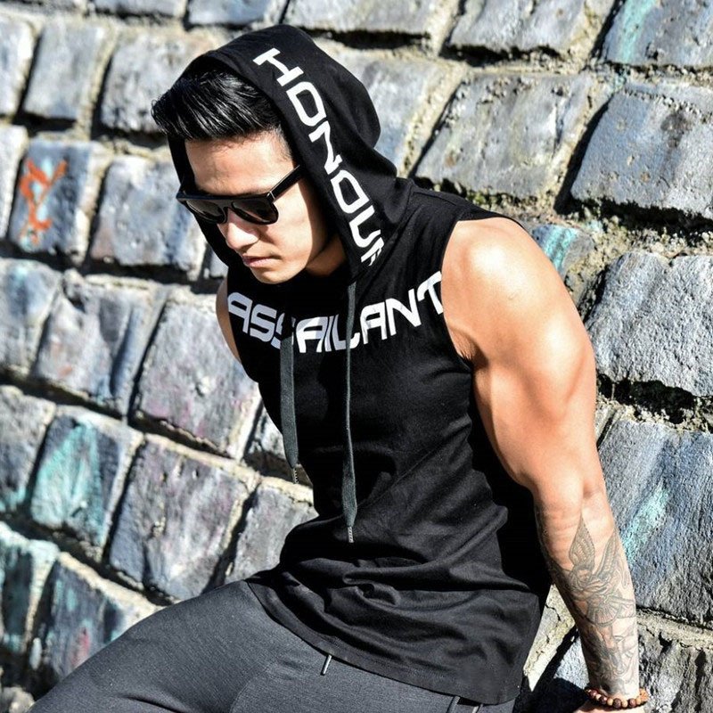 2023 Summer New Fitness Vest Sports Running Loose Basketball Clothing Sleeveless Hooded Waistcoat Men's Breathable Top