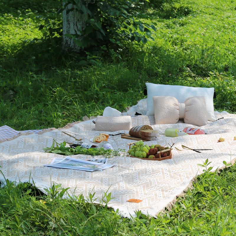 Apricot ins style spring outing picnic mat moisture-proof mat Internet celebrity spring picnic cloth mat outdoor camping outing mat