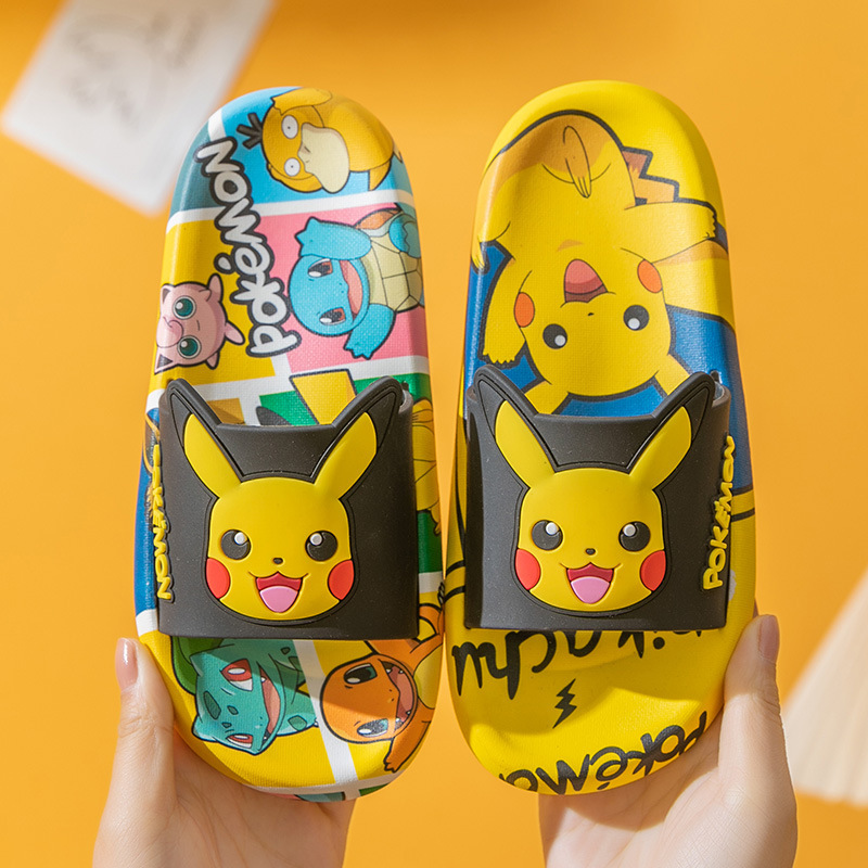 Pokemeng Pikachu Children's Slippers Summer Boys and Girls Indoor Non-Slip Soft Bottom Sandals Cartoon Cute