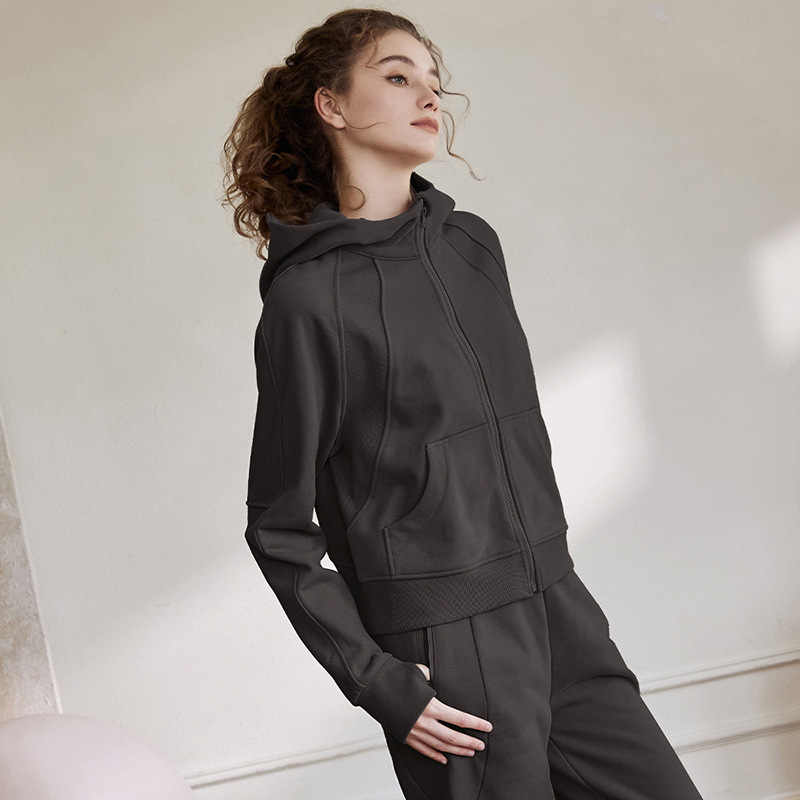 Coat Women's Cross-border Autumn and Winter New Hooded Zipper Sports Cardigan Loose Casual Long-sleeved Thickened Coat Top