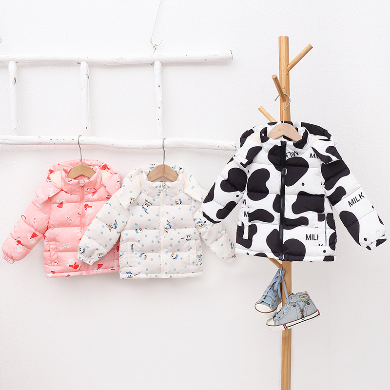 Children's Down Coat 2021 Autumn and Winter New Boys and Girls Baby Children's Cotton Coat Foreign Trade Fleece Warm Cotton Coat