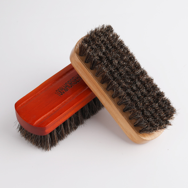Solid wood soft fur horse hair brush high-end shoe brush clothes brush oil polishing cleaning dust brush Amazon special for hot sale