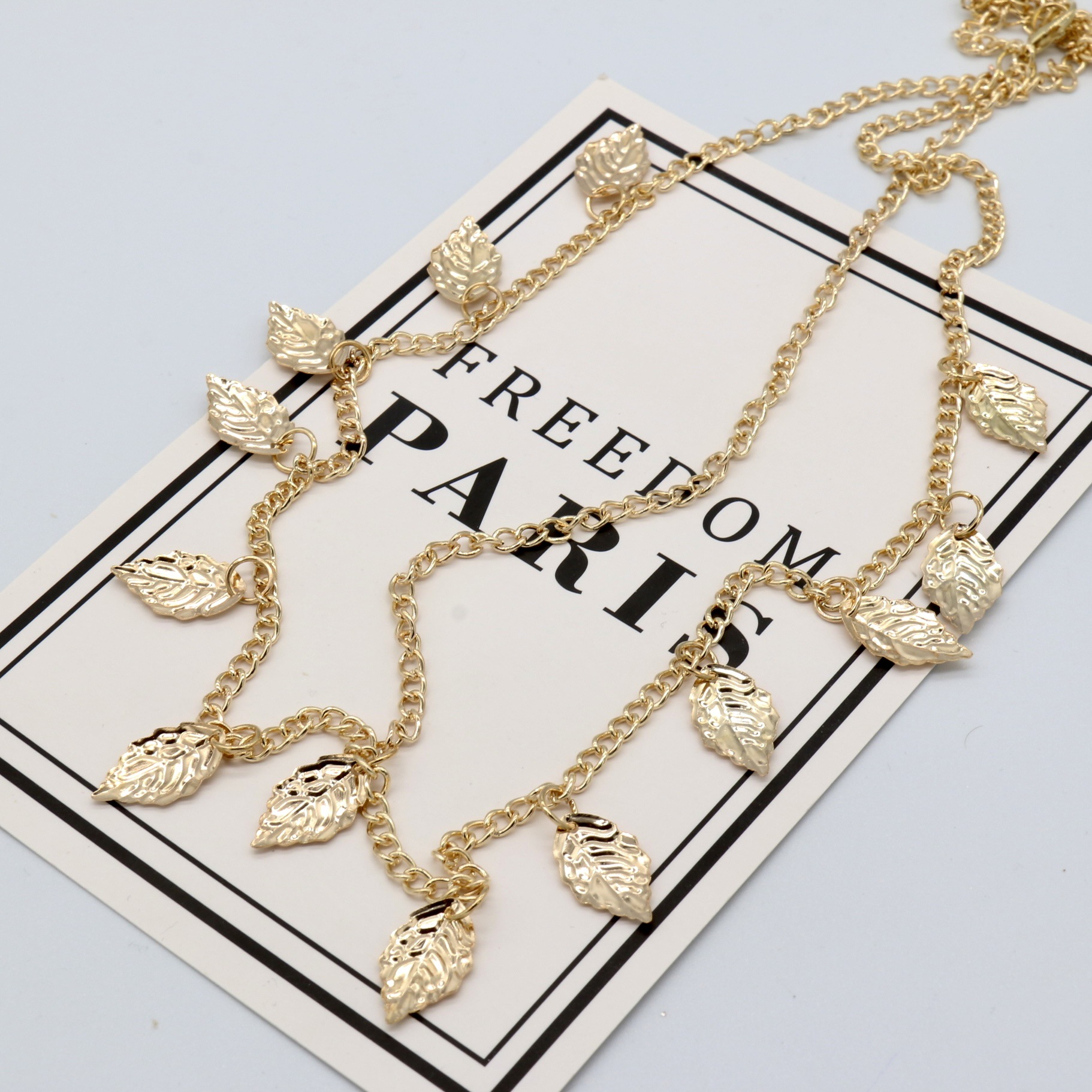 European and American new retro street shot Super Flash sequined leaf shape chain headdress hair band hair accessories hair chain FD0017