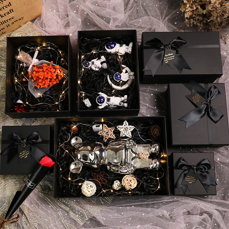 In stock black bow gift box Father's Day packaging box Valentine's Day gift box birthday gift box factory direct sales