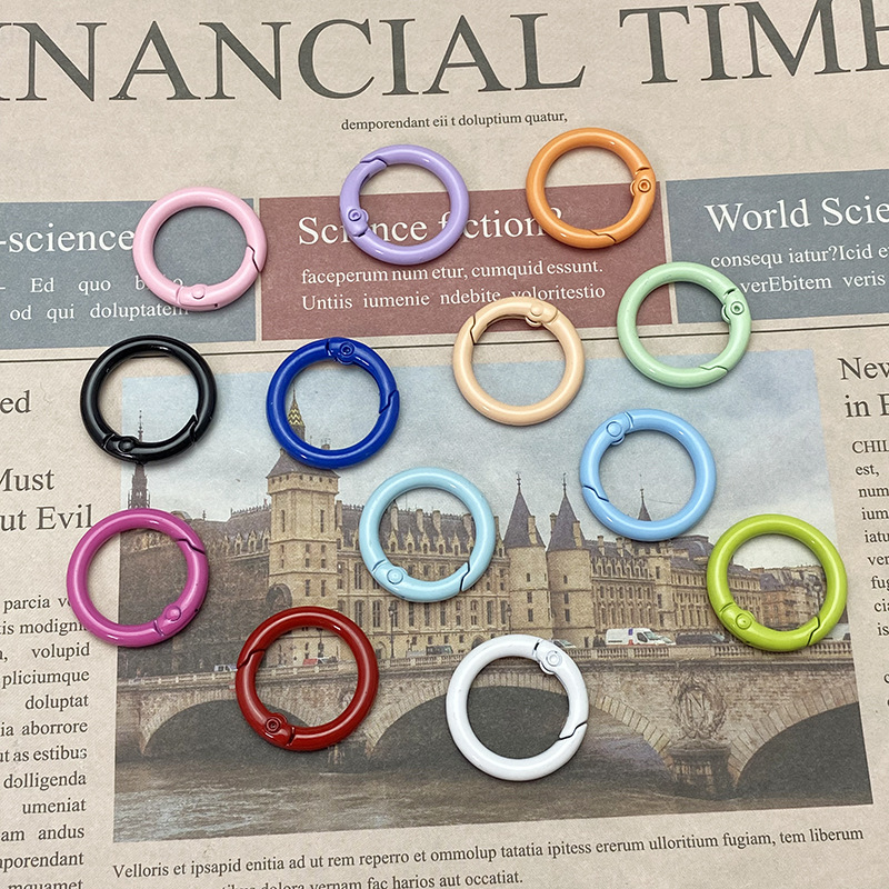 Factory color ring open ring metal key ring buckle Paint Spring buckle ring diy jewelry accessories material