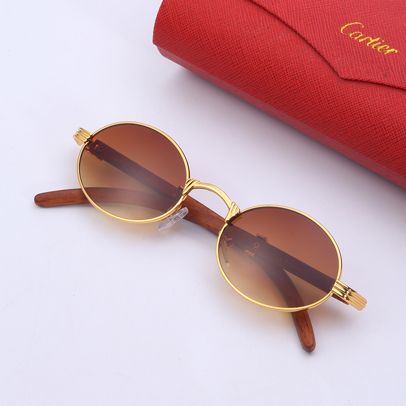 Retro punk style imitation wood sunglasses men's small round sunglasses men's trendy European and American glasses cross-border sunglasses