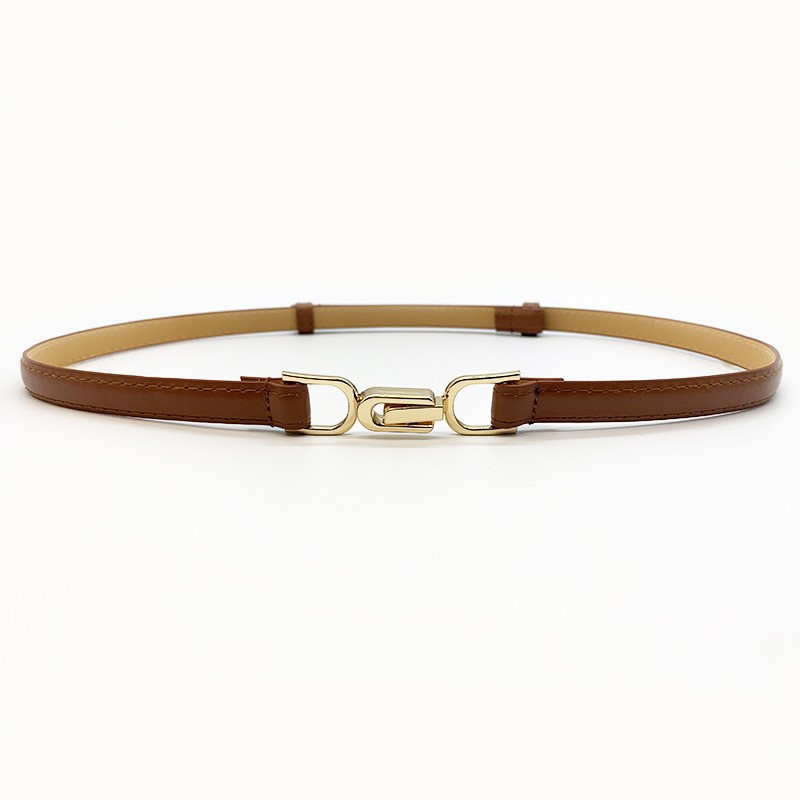 Punch-free Matte Buckle Adjusting Belt Women's Skirt with Trimmed dress Black Thin Belt with Shirt