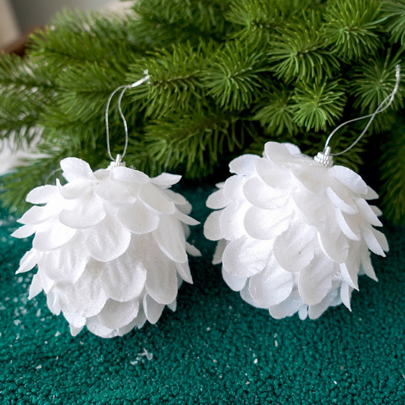 プラスチックボールクリスマスボール花びらキラキラ白い泡ボールクリスマス装飾クリスマスツリー装飾ストラップ|undefined