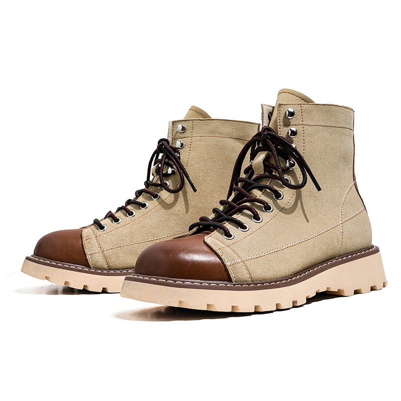 Genuine Leather Martin Boots Men's Tooling Style Autumn and Winter New Arrival Men's British Boots High-Top Retro All-Match Casual Men's Boots